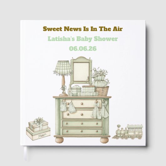 Editable Neutral Vintage Baby Shower Guest Book Gästebuch (Vorderseite)