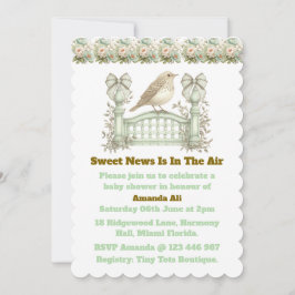 Editable Neutral Vintage Baby Shower Invitation Einladung