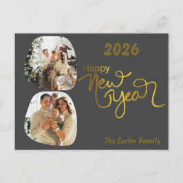 Editable New Year Collage Postcard – Upload Photos Feiertagspostkarte
