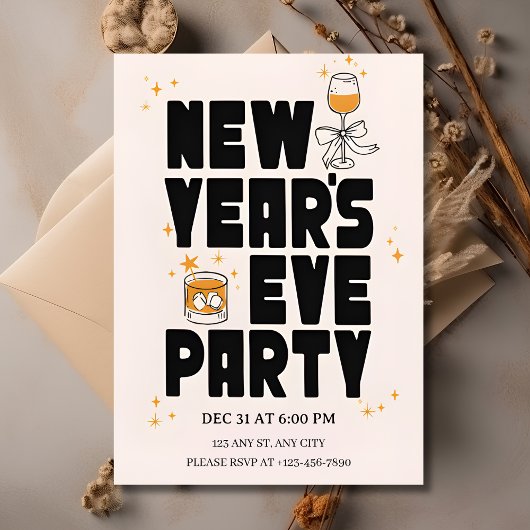 Editable New Year Party Invitation 2026 Einladung