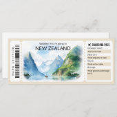 Editable New Zealand Flugzeug ticket, Neuseeland Einladung (Vorne/Hinten)