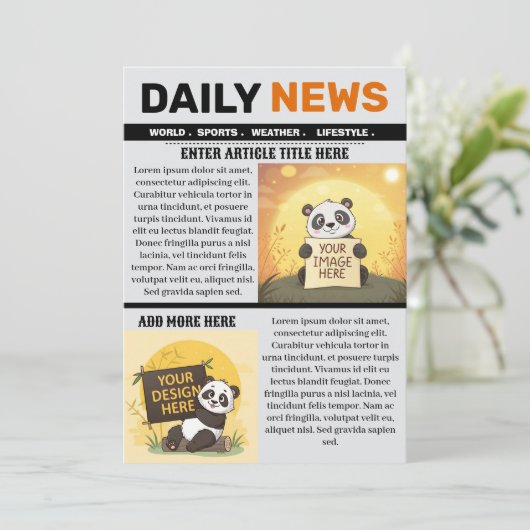 Editable Newspaper Article Template Einladung (Stehend Vorderseite)