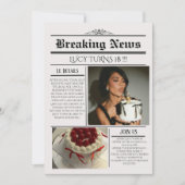 Editable Newspaper Birthday Invitation Template  Einladung (Vorderseite)