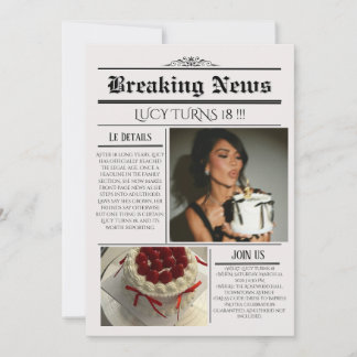 Editable Newspaper Birthday Invitation Template Einladung