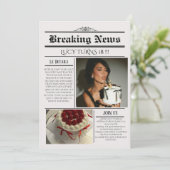 Editable Newspaper Birthday Invitation Template  Einladung (Stehend Vorderseite)