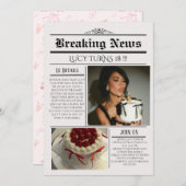Editable Newspaper Birthday Invitation Template  Einladung (Vorne/Hinten)