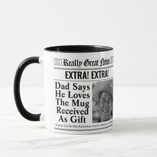 Editable Newspaper Tasse für Vater, Fun Vater Gesc (Links)