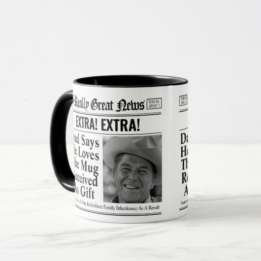 Editable Newspaper Tasse für Vater, Fun Vater Gesc (Vorderseite Links)