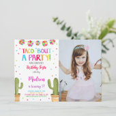 Editable Niedlich Fiesta Birthday Party Foto Einladung (Stehend Vorderseite)