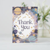 Editable Niedlich Starry Celestial Dankeskarte (Stehend Vorderseite)