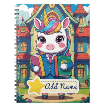 Editable Niedlich Unicorn School Notebook