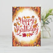 Editable Niedlich Wish Herbst Herbst Happy Birthda Karte (Stehend Vorderseite)