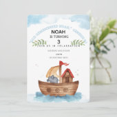 Editable Noah Ark 3. Geburtstag Einladung BIBLE (Stehend Vorderseite)