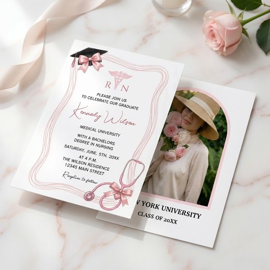 Editable Nursing Graduation Invitation with Photo Einladung