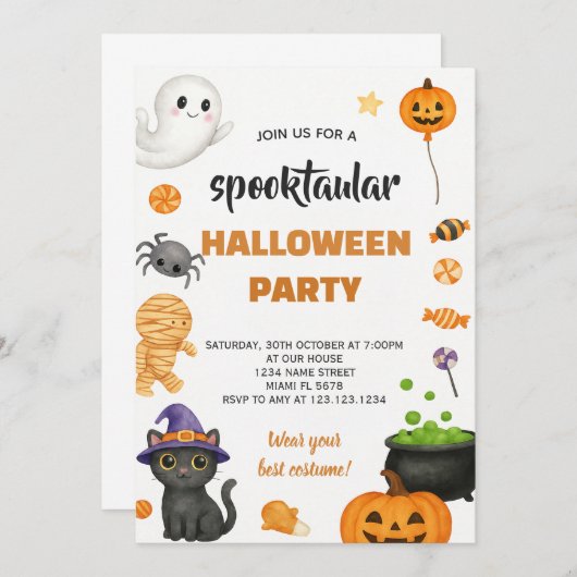 Editable Old Style Halloween Einladung (Vorne/Hinten)