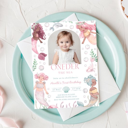 Editable Oneder the Sea Mermaid Invitation Einladung