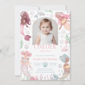 Editable Oneder the Sea Mermaid Invitation Einladung (Vorderseite)