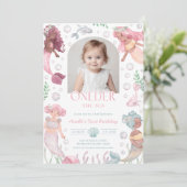Editable Oneder the Sea Mermaid Invitation Einladung (Stehend Vorderseite)