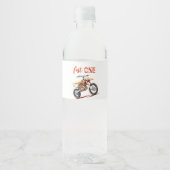 Editable Orange Dirt Bike Birthday Wasserflaschenetikett (Vorderseite)