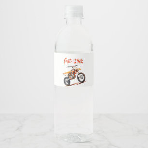 Editable Orange Dirt Bike Birthday Wasserflaschenetikett