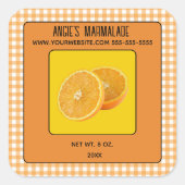 Editable Orange Marmalade Quadratischer Aufkleber (Vorderseite)