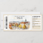Editable Oslo Flugzeug Ticket, Norwegen Trip Einladung (Vorderseite)