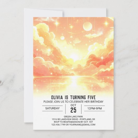 Editable Outerspace Celestial Digital Birthday Einladung (Vorderseite)