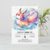 Editable Painted Fox Birthday Einladung (Stehend Vorderseite)