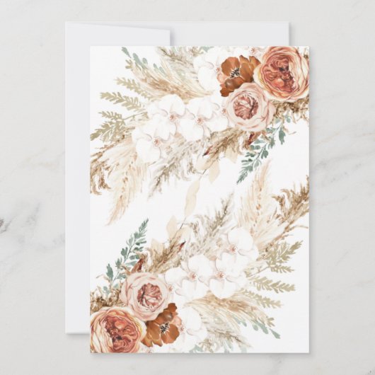 Editable Pampas Grass Bridal Dusche Einladung (Rückseite)