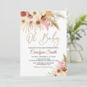 Editable Pampas Grass Oh Baby Dusche Einladung (Stehend Vorderseite)
