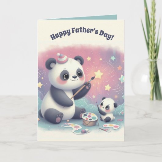 Editable Panda Bären and Cub Vathers Day Card Karte (Vorderseite)