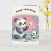 Editable Panda Bären and Cub Vathers Day Card Karte (Gelbe Blume)
