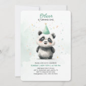 Editable Panda Erster Geburtstag Einladung (Vorderseite)