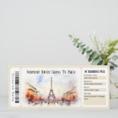 Editable Paris Flugzeug Boarding Pass Ticket Einladung (Stehend Vorderseite)