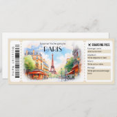 Editable Paris Flugzeug Boarding Pass Ticket Einladung (Vorne/Hinten)