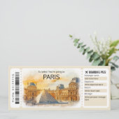 Editable Paris Flugzeug Ticket, France Trip Einladung (Stehend Vorderseite)