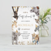 EDITABLE Party Animal Invasion Safari Geburtstag Einladung (Stehend Vorderseite)