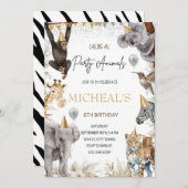 EDITABLE Party Animal Invasion Safari Geburtstag Einladung (Vorne/Hinten)