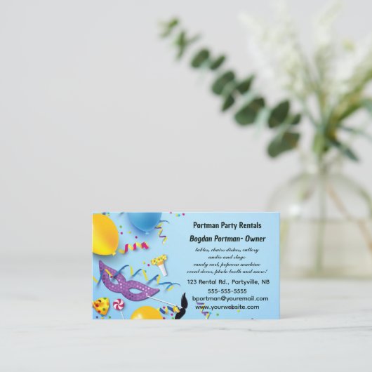 Editable Party Rentals Visitenkarte (Stehend Vorderseite)