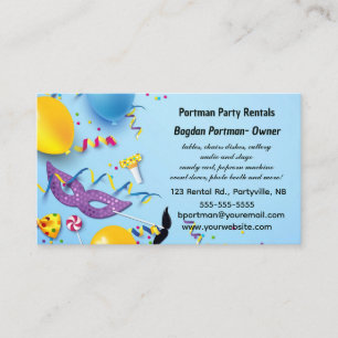 Editable Party Rentals Visitenkarte