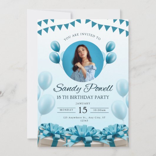 Editable Party Template Geburtstag Einladung (Vorderseite)
