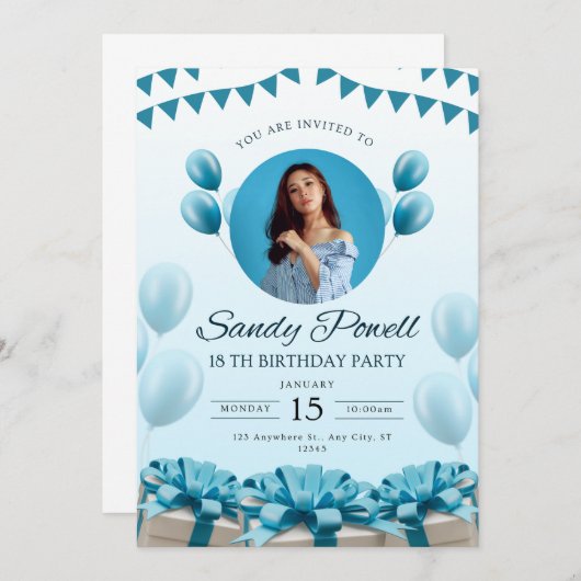 Editable Party Template Geburtstag Einladung (Vorne/Hinten)