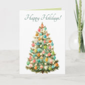Editable Pastel Christmas Tree Happy Holidays Karte (Vorderseite)