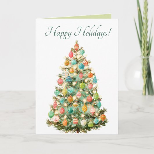 Editable Pastel Christmas Tree Happy Holidays Karte (Vorderseite)