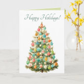 Editable Pastel Christmas Tree Happy Holidays Karte (Gelbe Blume)