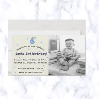 Editable Pastel Dots und Party Hat Foto Geburtstag Einladung