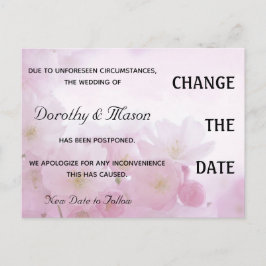 Editable Pastel Pink Rose Petals Hochzeit verzöger Postkarte