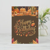 Editable Pastel Pumpkin Herbst Herbst Happy Birthd Karte (Stehend Vorderseite)