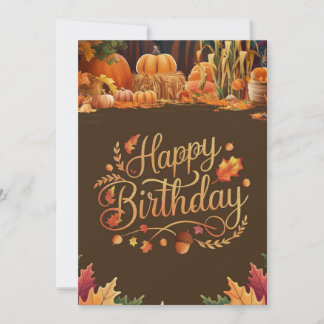 Editable Pastel Pumpkin Herbst Herbst Happy Birthd Karte