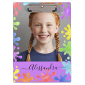 Editable Pastel Splash Custom Photo Frame Klemmbrett (Vorderseite)